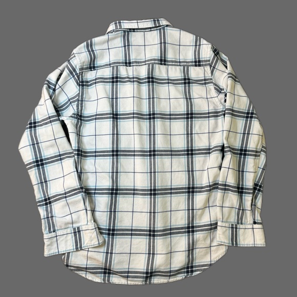 Superdry white collared button down plaid flannel shirt - Picture 2 of 12
